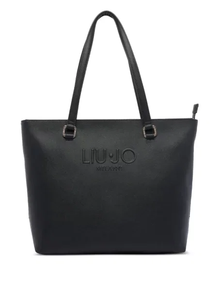 Τσάντα shopper Liu Jo με αυτόγραφο μαύρο
