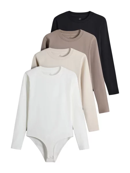The Set Tricou body ecru / gri taupe / negru alb