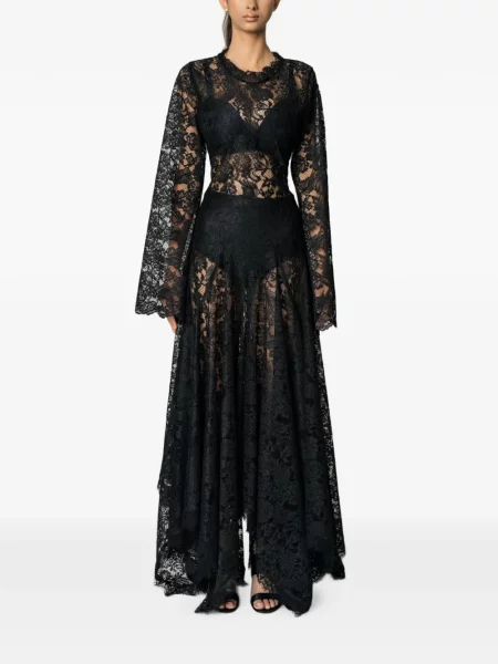 Lung rochie maxi Miau By Clara Rotescu din dantelă negru