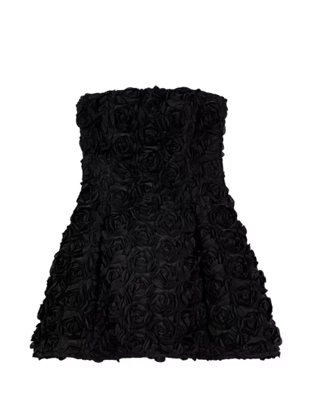 Rochie mini Maje cu model floral cu aplicații fără bretele negru