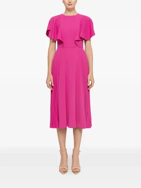 Rochie midi Nissa cu volane roz