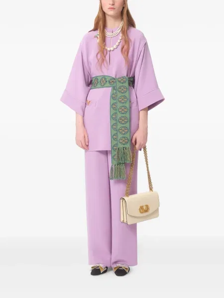 Pantaloni Valentino Garavani de mătase violet