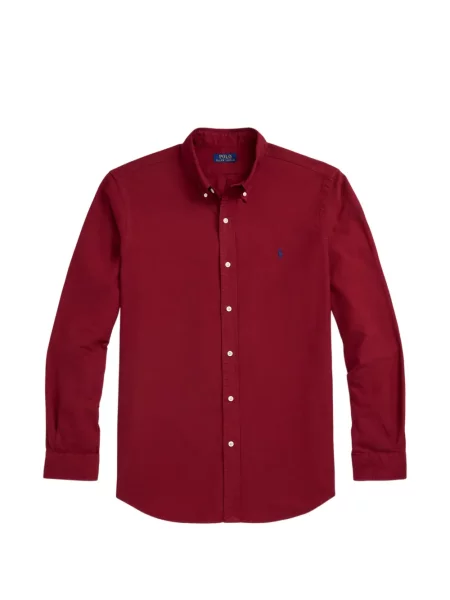Tricou polo Polo Ralph Lauren cu glugă cu blană cu broderie roșu