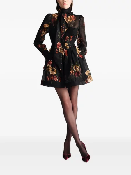 Rochie mini Cara Cara cu model floral cu imagine negru