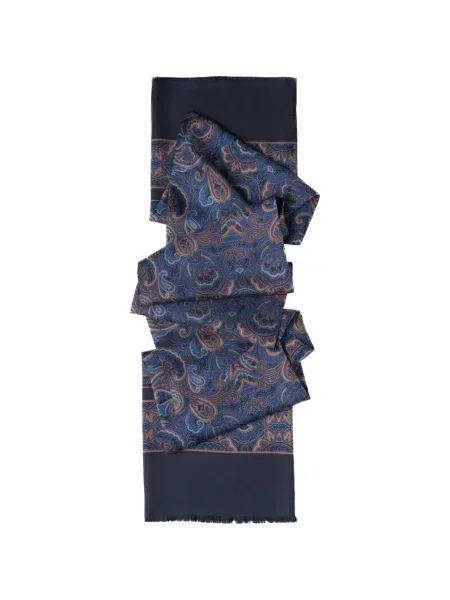 Fular Elizabetta cu imagine cu model paisley albastru