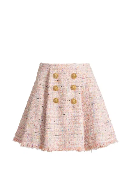 Fustă Balmain din tweed evazată roz