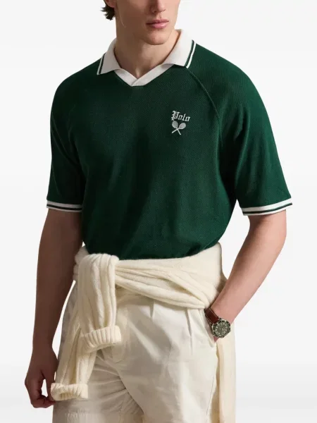 Șosete Polo Ralph Lauren cu broderie în carouri de flanelă verde
