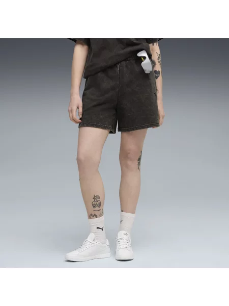 Szorty Essentials 5" z efektem sprania i wysokim stanem czarne