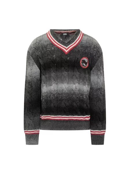 Sweter Gcds wełniany gradientowy szary