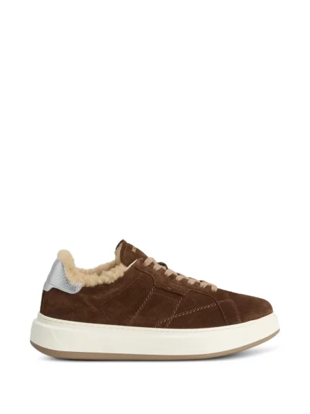 Sneakers Woolrich από δέρμα προβάτου καφέ