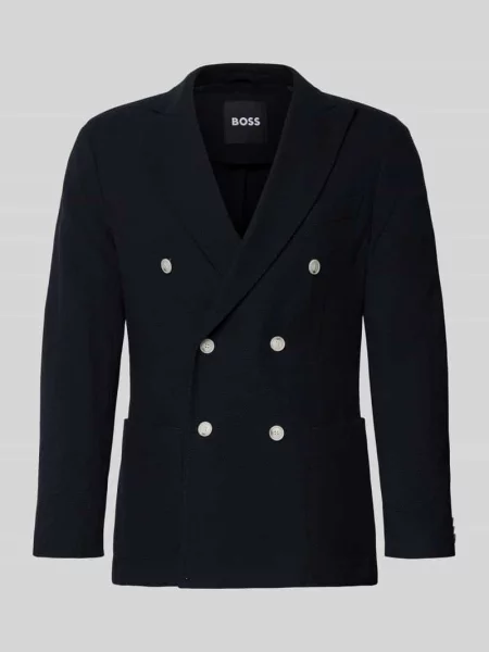 Marynarka w kroju slim fit z mieszanki bawełny model C-Hanry-J-DB' Boss granatowa