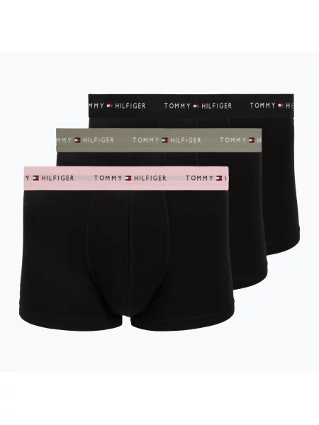Boxeri pentru bărbați Tommy Hilfiger Trunk WB 3 pack utility sage/black/bonita pink negru