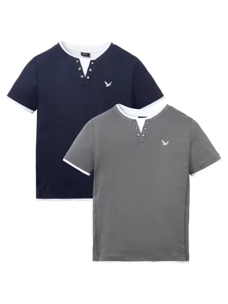 T-shirt 2 w 1 krótki rękaw 2 szt. niebieska