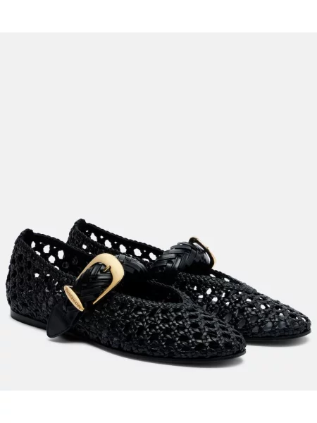 Pantofi cu toc Zimmermann din piele țesuți negru