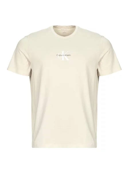 Grafika majica Calvin Klein s kratkimi rokavi bež
