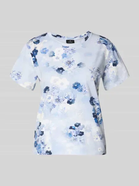 T-shirt we wzór na całej powierzchni z okrągłym dekoltem Monari