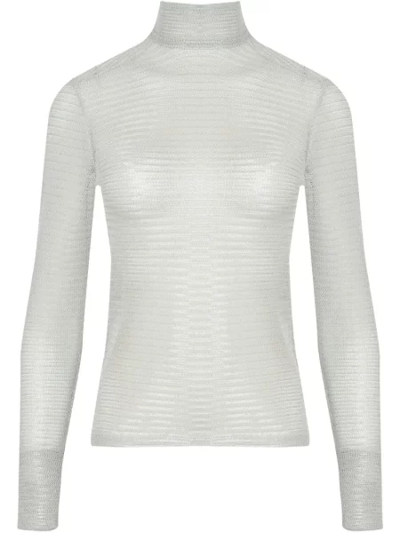 Top Gloria Coelho z wysokim kołnierzem szary