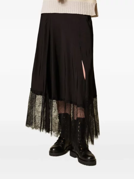 Fusta maxi Twinset din dantelă negru