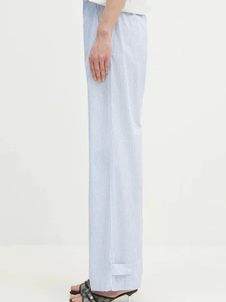 Fiorucci spodnie Striped Logo szerokie high waist niebieski