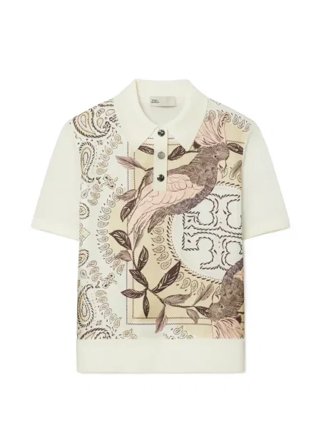 Polo Tory Burch de mătase alb