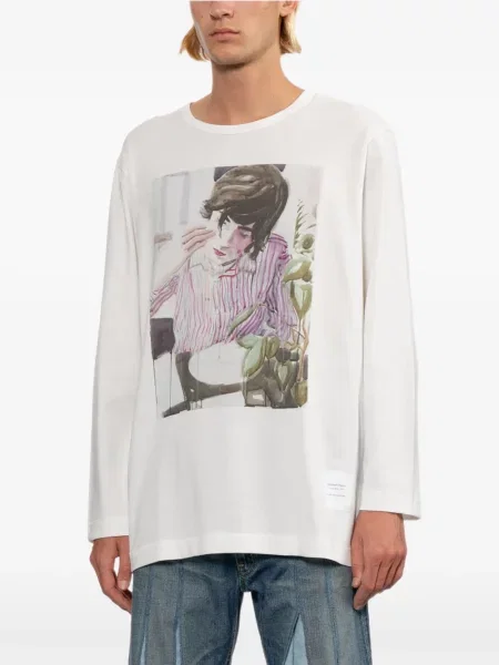 Lung tricou Junya Watanabe Man cu imagine alb