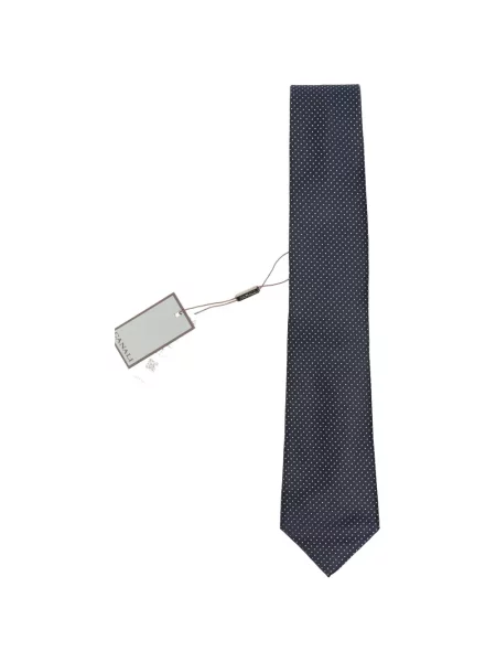 Cravată Canali cu buline din țesătură twill albastru