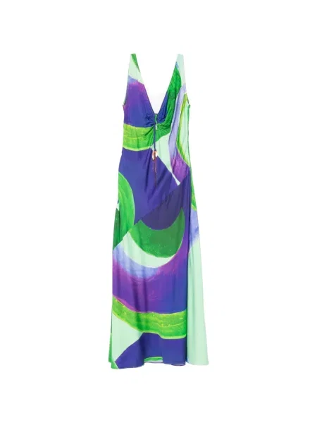 Rochie maxi Themis Z cu imagine cu imprimeu abstract verde
