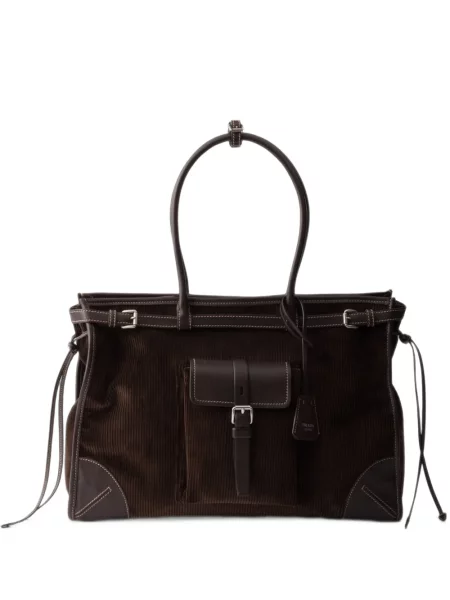 Geantă Prada de catifea cord maro