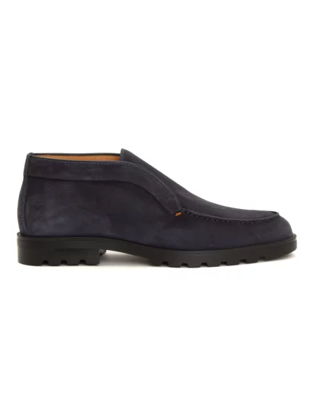 Półbuty Santoni zamszowe wsuwane casual niebieskie