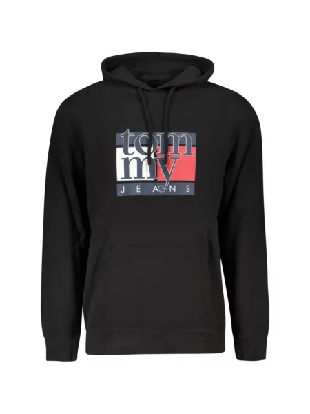 Hanorac cu glugă Tommy Hilfiger cu imagine negru