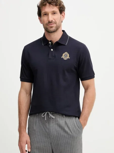 Polo majica Hackett London tamno s aplikacijom plava