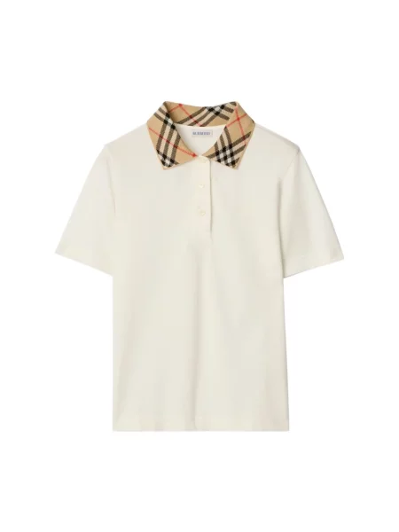 Polo Burberry w kratkę białe