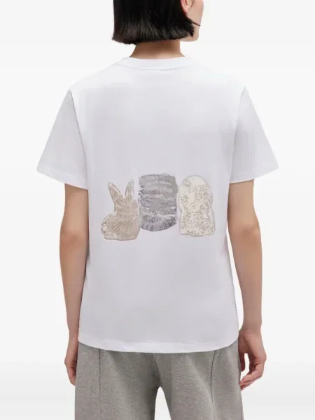 Tricou Ganni din jerseu alb