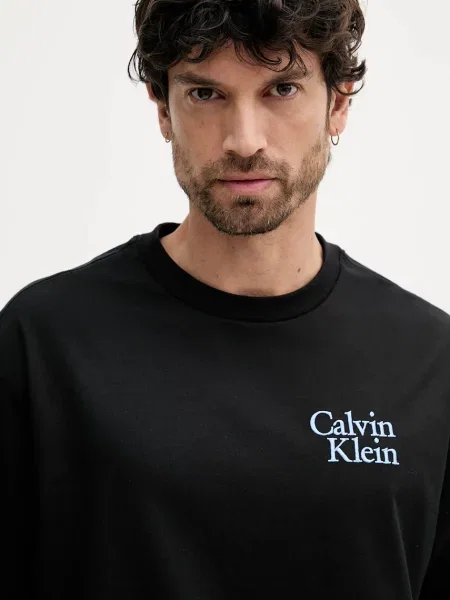 Tričko Calvin Klein Jeans s aplikací černá