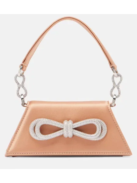 Geantă Mach & Mach din satin maro