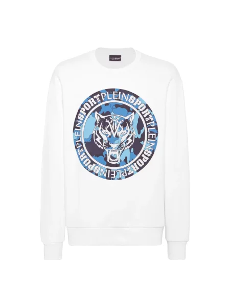 Bluza sportowa Plein Sport w tygrysie prążki biała