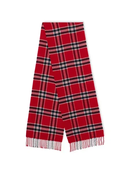 Vlněný kostkovaný šál Brooks Brothers s třásněmi červený