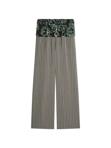 Pruhované kalhoty Dries Van Noten s flitry šedé