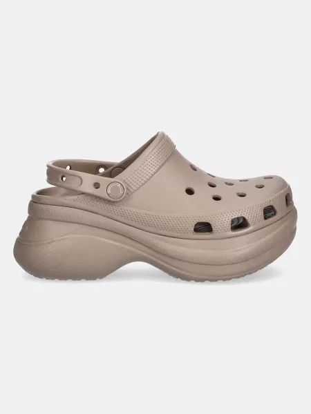 Классические сабо Crocs на платформе бежевые