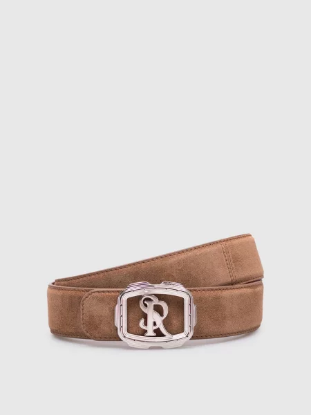 Замшевый ремень Stefano Ricci с ремешками коричневый