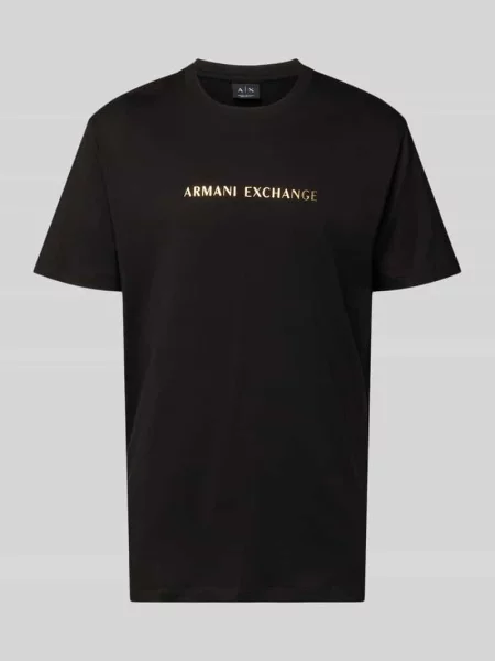 T-shirt z nadrukiem z logo Armani Exchange czarna