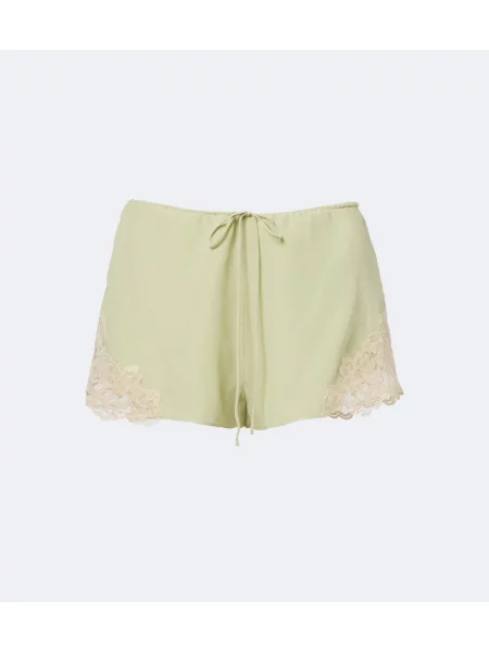 Pantaloni scurți De La Vali din dantelă verde