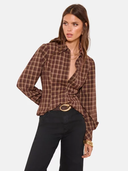 Lipsy Bluză / castaniu / cappuccino maro