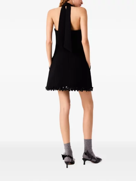 Rochie mini Maje cu paiete cu gât halter negru