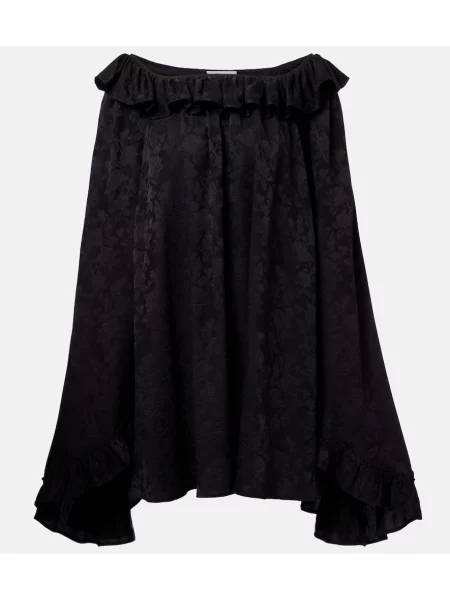 Rochie Chloé de mătase cu volane negru