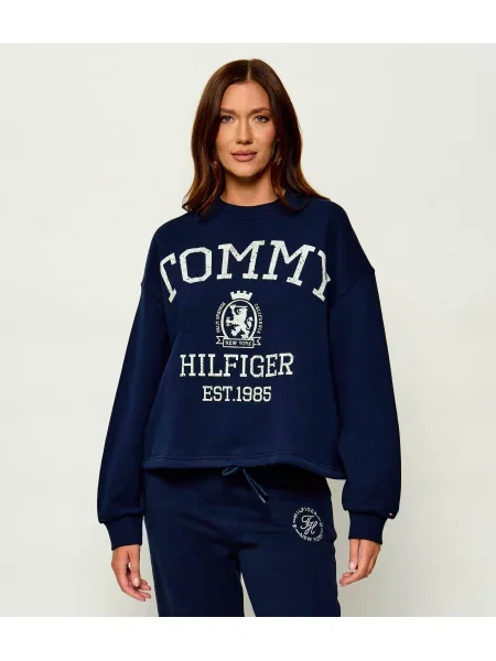 TOMMY HILFIGER Tréning póló VARSITY CREST tengerészkék / fehér kék