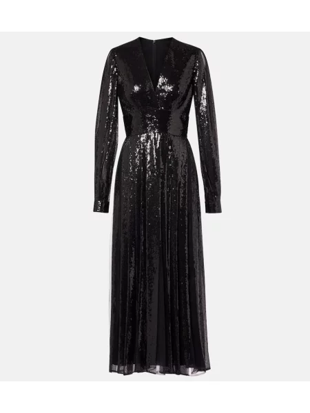 Maksi sukienka maxi Elie Saab tiulowa garniturowa czarna