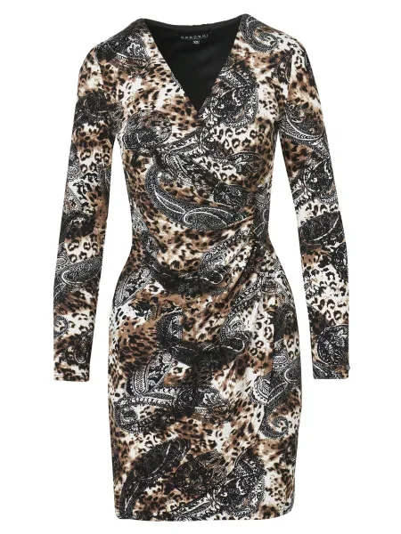 KOROSHI Oprijeta obleka rjava bela