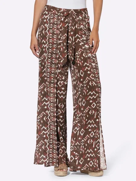 Heine Pantaloni castaniu / maro închis alb