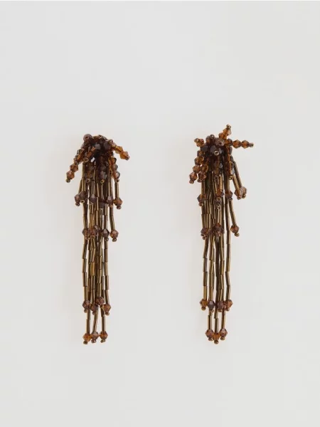 Серьги Reserved с бисером коричневые